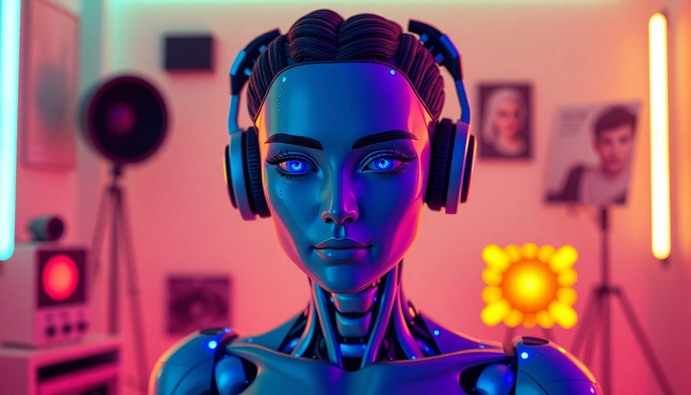 NSFW Image Generator render: dynamic AI companion in a neon-lit studio showcasing hyperreal realism