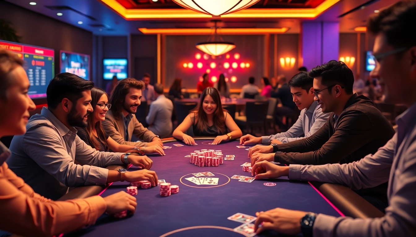 Clubgg poker online community with players enjoying vibrant games and engaging in a lively virtual environment, emphasizing the platform's dynamic nature.