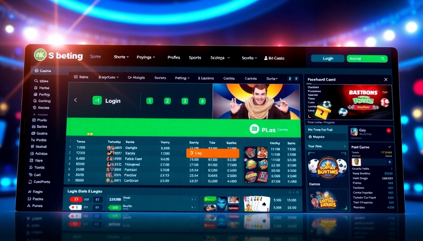 Secure Sky exchange login interface showing live betting options and casino games for seamless gaming experience.