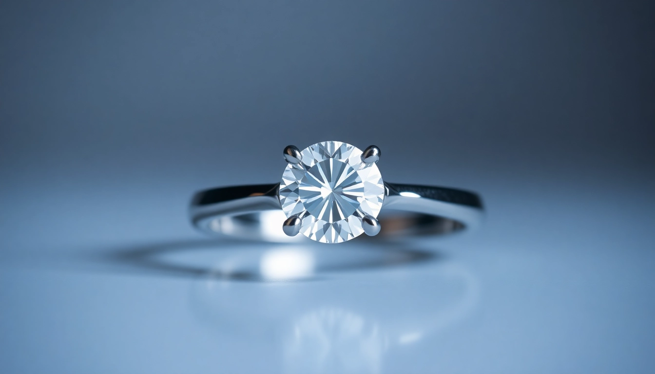 Elegant engagement rings with diamond showcasing a sparkling solitaire on white gold band,