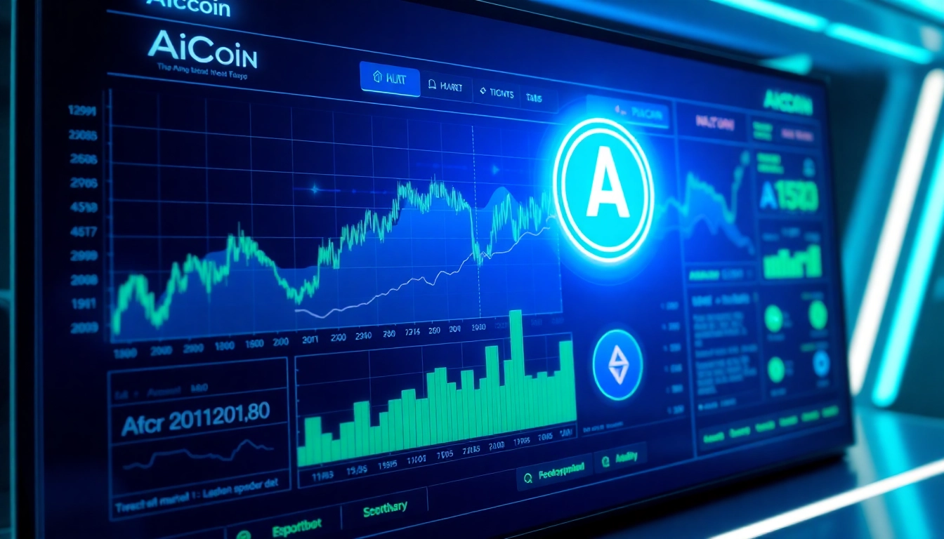 Aicoin digital market dashboard showing real-time crypto charts and trading data for investment