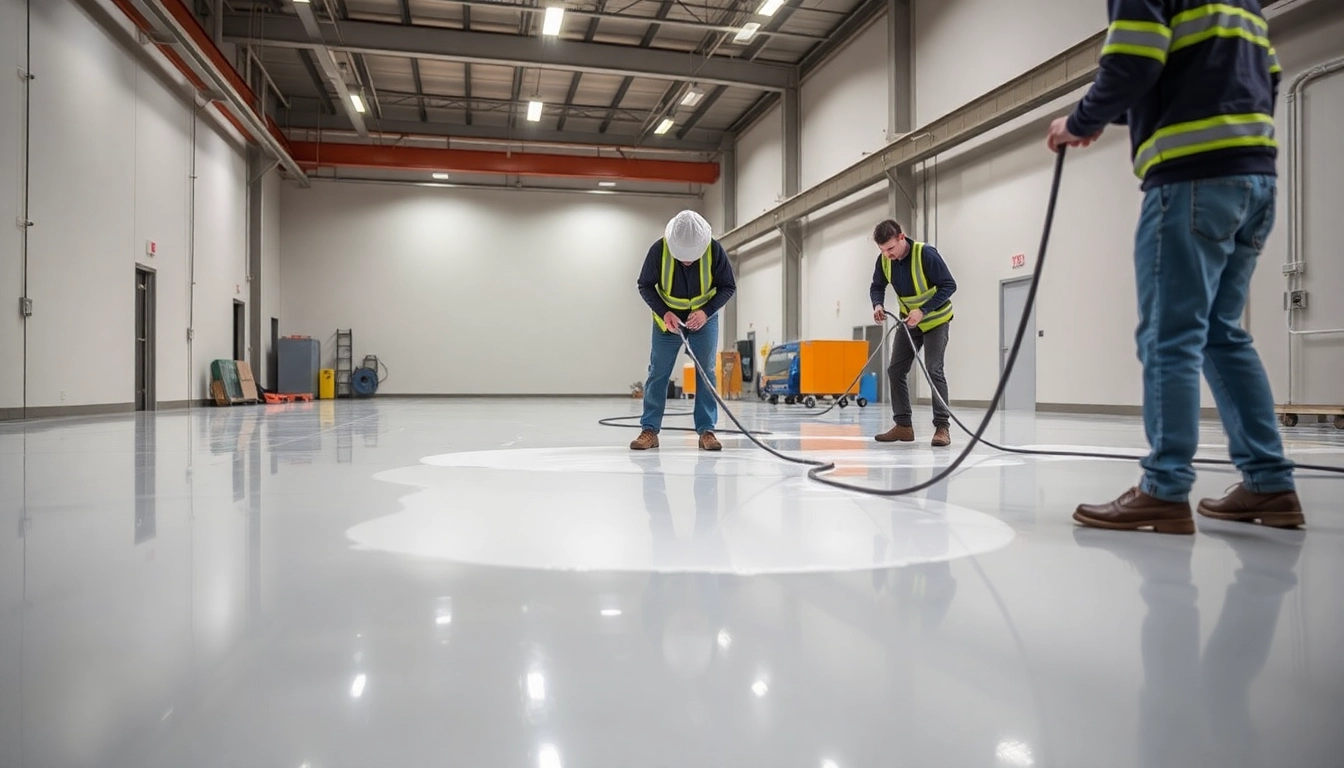 Professional team applying liquid screeding in Birmingham to ensure a smooth, level floor with