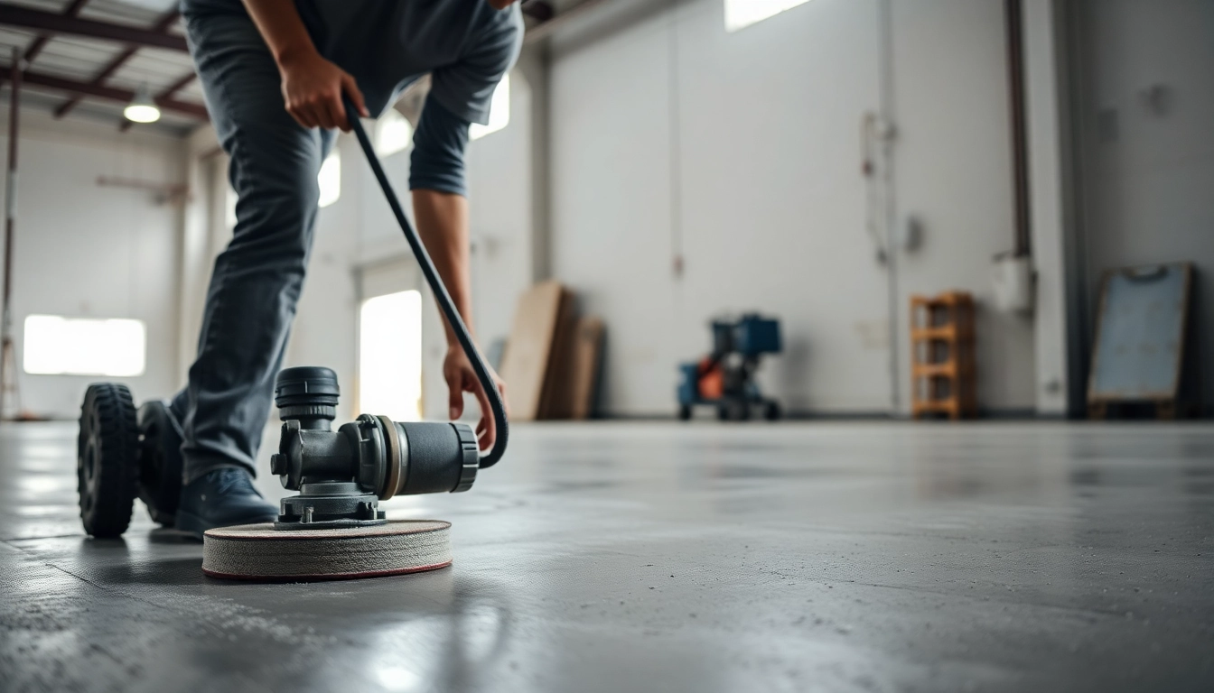 Skilled technician performing floor preparation Birmingham with diamond grinding for smooth,